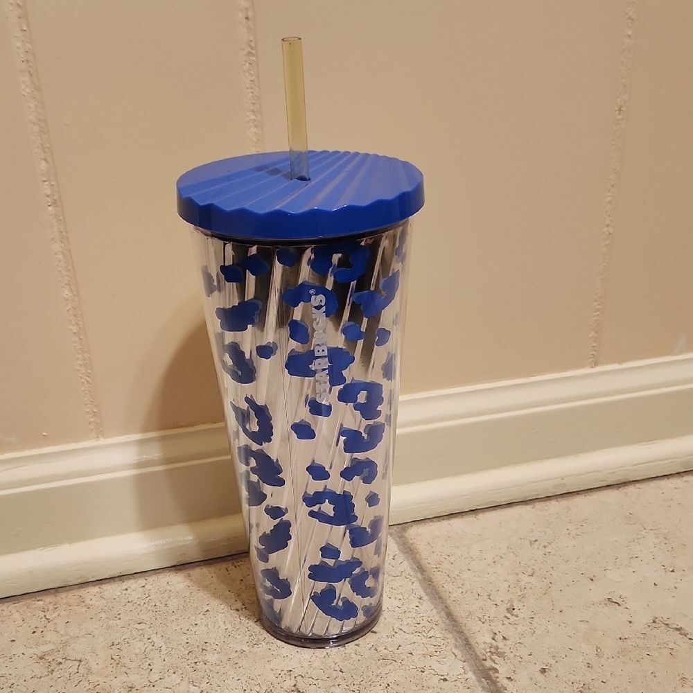 Starbucks 2018 Blue & Silver Leopard-Print Tumbler Venti Size